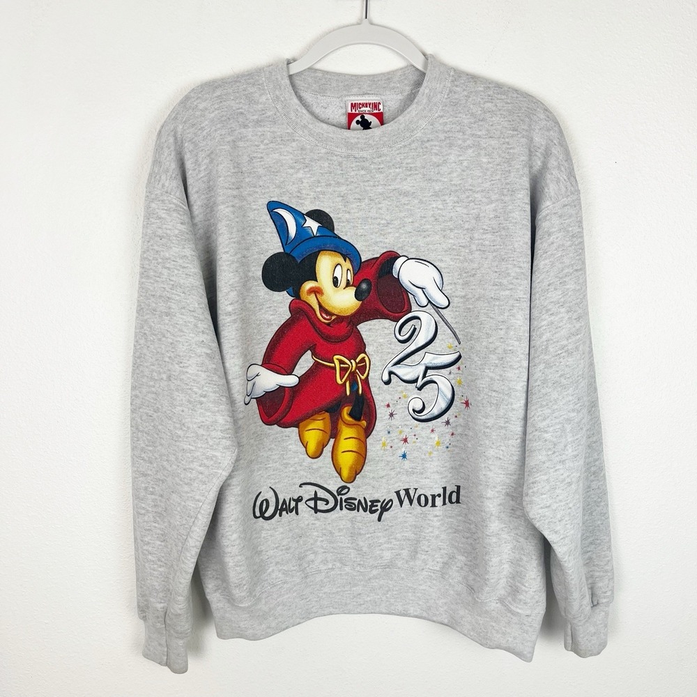 Vintage Disney 25th Anniversary Sorcerer Mickey Sweatshirt Mickey Inc Gray